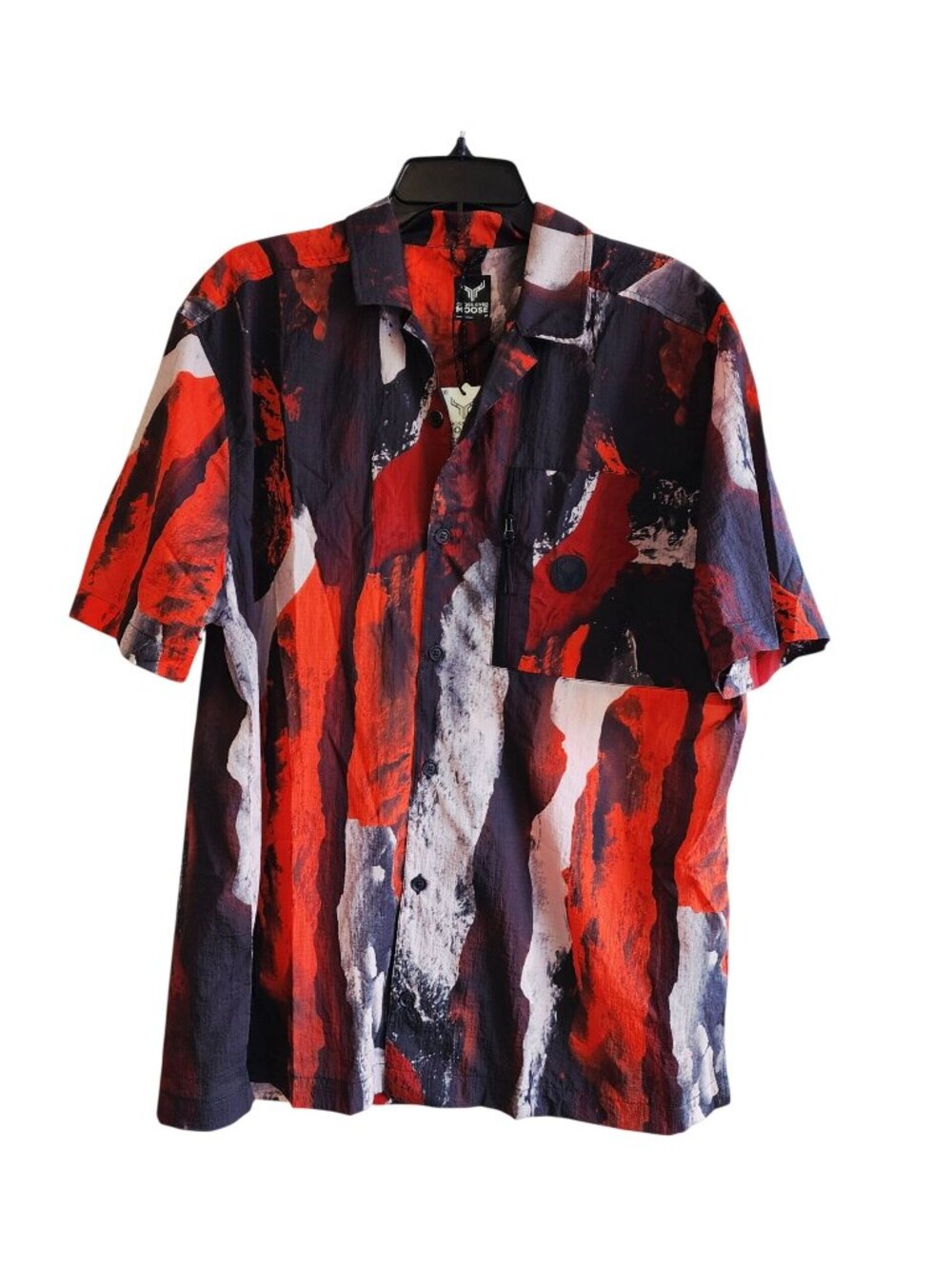 Cross Eyed Moose Rave Camp Shirt Tonal River Print Button-Up Size M